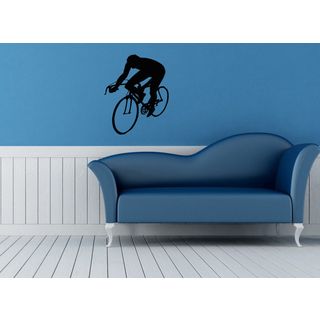 Man On A Bicycle Vinyl Wall Decal (Glossy blackEasy to applyDimensions 25 inches wide x 35 inches long )