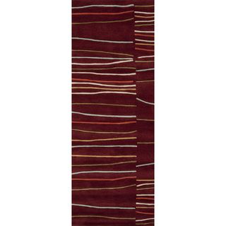Hand tufted Anhee Cinnamon Geometric Lines Rug (26 X 8)