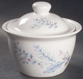 Pfaltzgraff Winter Frost Sugar Bowl & Lid, Fine China Dinnerware   Lavender/Blue