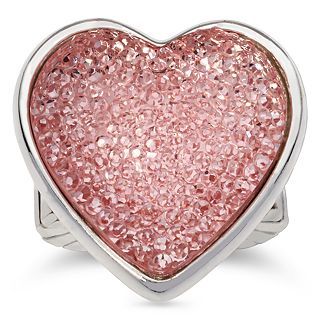 Liz Claiborne Pink Glitter Heart Stretch Ring, Pink