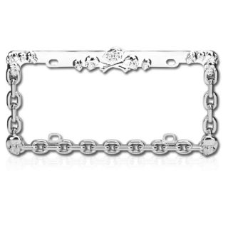 Basacc Carved Skull Chrome Metal License Plate Frame (Carved Skull Chain ChromeAll rights reserved. All trade names are registered trademarks of respective manufacturers listed.California PROPOSITION 65 WARNING This product may contain one or more chemic