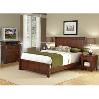 The Aspen Collection Rustic Cherry King Bed, Media Chest   Night Stand Set
