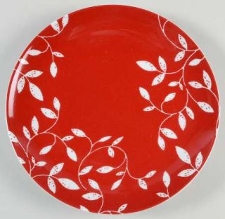 Mikasa Scarlet Vine Salad Plate, Fine China Dinnerware   Red & White,Vines,Coupe