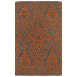 Hand tufted Runway Ikat Orange/ Charcoal Wool Rug (3 X 5)