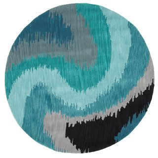 Hand tufted Blue Casual Round Rug (3 X 3)