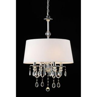Indoor 4 light Off white Fabric Shade Chrome Chandelier