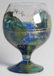 Monarch Crystal Lagoon Brandy Glass   Blue/Green With Gold Accent