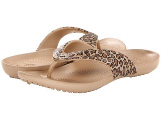Crocs Kadee Leopard Print Flip Flop Womens Sandals (Gold)