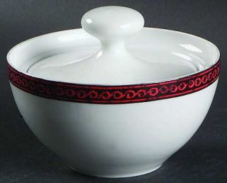 Block China Flamenco Sugar Bowl & Lid, Fine China Dinnerware   Black Design On R