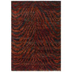 Hand knotted Vegetable Dye Tiger Red/ Black Rug (4 X 6)