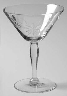 Monongahela Mnn8 Champagne/Tall Sherbet   Clear,Polished Cut Star,Bulbous Stem