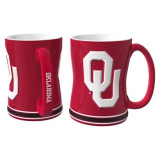 Boelter Brands NCAA 2 Pack Oklahoma Sooners Sculpted Relief Style Coffee Mug  