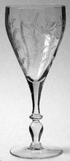  Crystal Ambassador  Water Goblet   Gray Cut Floral, Ball Stem, Optic
