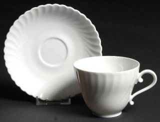 Kaiser Nicole (Swirl) Footed Cup & Saucer Set, Fine China Dinnerware   All White
