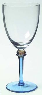 Noritake Acropolis Blue Water Goblet   Blue Stem, Orange Knob, Clear Bowl