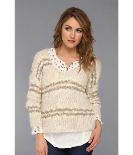 Free People Linus Stripe Pullover Womens Clothing (Tan)