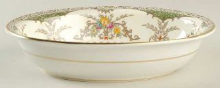 Minton Chatham Green/Ivory 9 Oval Vegetable Bowl, Fine China Dinnerware   Green