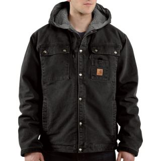 Carhartt Sandstone Hooded Multi Pocket Sherpa Lined Jacket   Black, XL Tall,