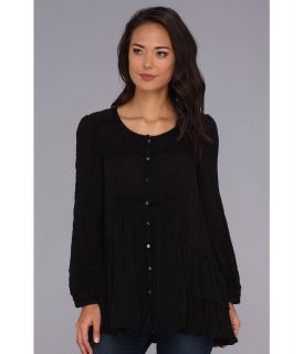 Free People Whistle While You Work Tunic Womens Blouse (Black)