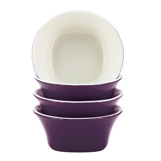 Rachael Ray Dinnerware Round and Square 4 piece Purple Stoneware Fruit Bowl Set