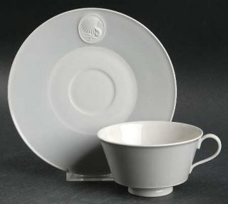 Royal Berlin Arcadia Gray Flat Cup & Saucer Set, Fine China Dinnerware   Gray Ri