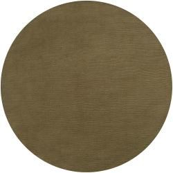 Hand crafted Solid Green Casual Dexro Wool Rug (8 Round)