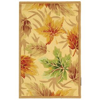 Hand hooked Foliage Ivory Wool Runner (26 X 4)