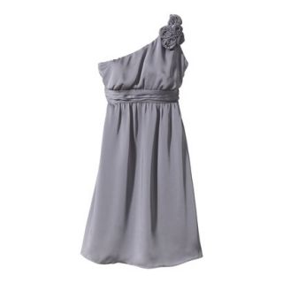 TEVOLIO Womens Plus Size Satin One Shoulder Rosette Dress   Cement Gray   28W