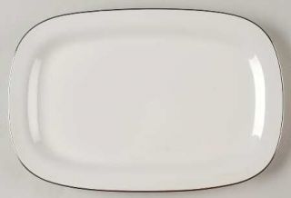 Iroquois Sheer White Platinum 12 Oval Serving Platter, Fine China Dinnerware  