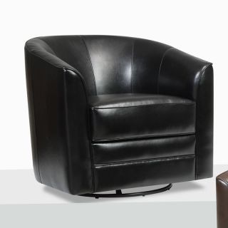 Emerald Home Furnishings U5029B 04 16 Milo Bonded Leather Swivel Chair   Black  