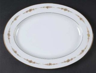 Noritake Goldcourt 11 Oval Serving Platter, Fine China Dinnerware   Gold Flower