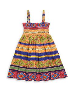 Ralph Lauren Toddlers & Little Girls Smocked Geometric Print Dress   Color