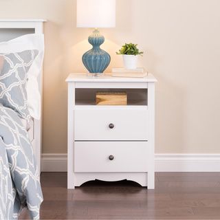 Winslow White 2 drawer and Open Cubbie Nightstand