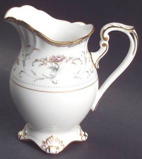 Noritake Astorbrook Creamer, Fine China Dinnerware   Mauve Roses,Band On Edge,Gr