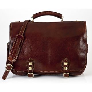 Alberto Bellucci Classic Italian Leather Comano Double Compartment Laptop Messenger Bag