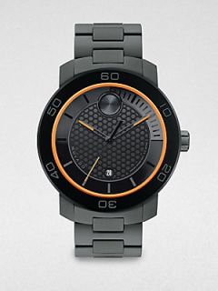 Movado Large Bold Watch/Gray and Orange   Black