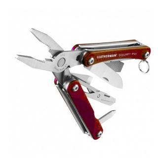 Leatherman 831189 Squirt PS4 Keychain MultiTool with Pliers 9 Tools Red