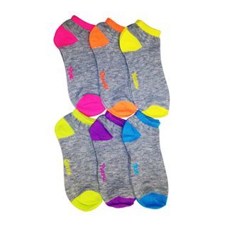 6 pk. No Show Socks, Gray, Womens