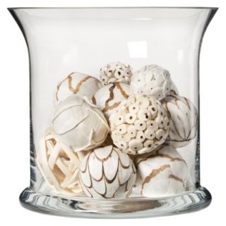 Threshold Glass Hurricane Vase With Decorative Mixed Vase Filler   White/Natural
