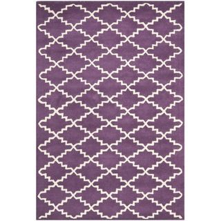 Handmade Moroccan Purple Wool Geometric Rug (4 X 6)