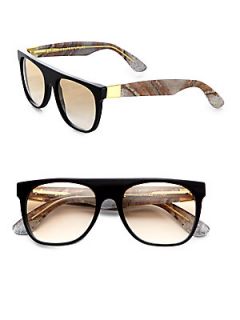 Super by Retrosuperfuture Flat Top Onice Rosso Sunglasses   Black