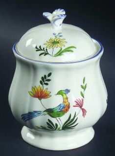 Gien Oiseau De Paradis Sugar Bowl & Lid, Fine China Dinnerware   Flowers & Bird,