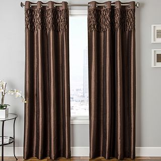 Bayonne Faux Silk Grommet Top Curtain Panel, Chocolate (Brown)