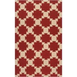 Smithsonian Hand woven Red Anchor Wool Rug (36 X 56)