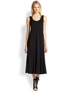 Eileen Fisher Jersey Scoopneck Long Dress   Black