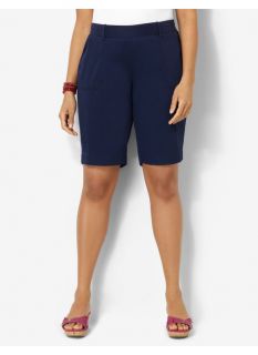 Catherines Plus Size Timeless Fit Bermuda Short   Womens Size 0X, Mariner Navy