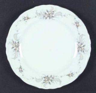 Ashcraft Queen Anne Dinner Plate, Fine China Dinnerware   Yellow Roses, Gray Lea