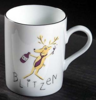 Pottery Barn Reindeer Mug, Fine China Dinnerware   SantaS Reindeer,Multimotif,P