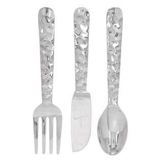 Aluminum Cutlery Wall Decor (set Of 3) (SilverMaterial AluminumQuantity Three (3)Setting IndoorDimensions 36 inches high x 8 inches wide x 2 inches deep (each piece AluminumQuantity Three (3)Setting IndoorDimensions 36 inches high x 8 inches wide x
