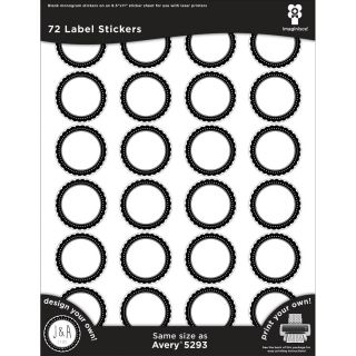 Black Ice Laser Printable Label Stickers 1.66 72/pkg  Black Medallion Circles